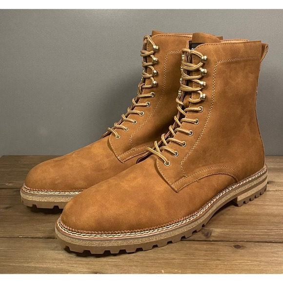 MADDEN Men\'s Combat Boots Size 12 Tan Brown Zip Up Lace Up with Ortholite main image 7